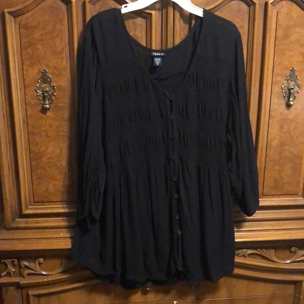 Black button down top